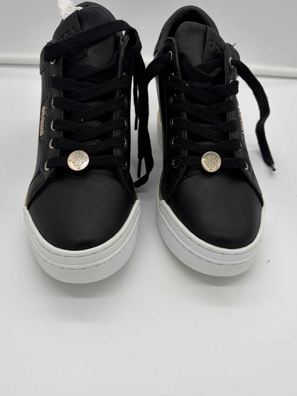 Guess Black Low-Top Platform Sneakers with White Soles